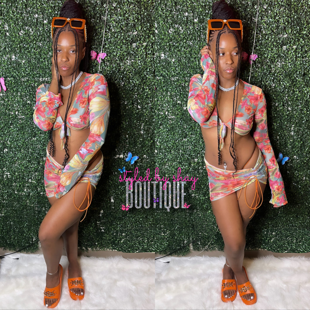 Miami Floral 3pc  Set (Swim suit)