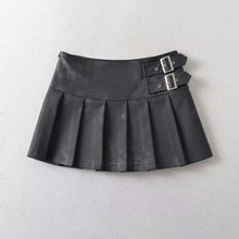 Load image into Gallery viewer, Ashy Wash Black Leather “Mini Skirt “
