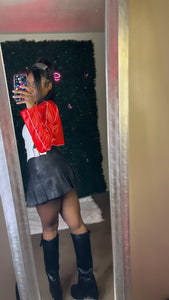 Ashy Wash Black Leather “Mini Skirt “