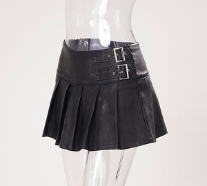 Ashy Wash Black Leather “Mini Skirt “