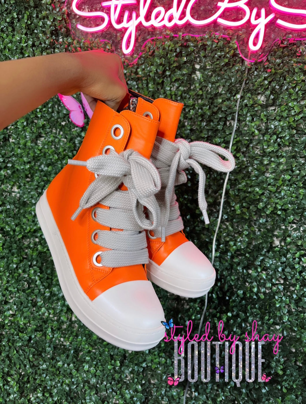 Baddie Leather Sneakers 2.0 (Orange)