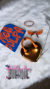 Metallic Orange Heart Purse