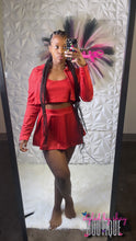 Load image into Gallery viewer, Red Flare 3pc Skirt Set
