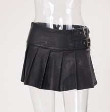 Load image into Gallery viewer, Ashy Wash Black Leather “Mini Skirt “
