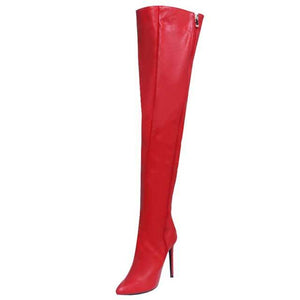 Thigh High Heel Boots (Red)