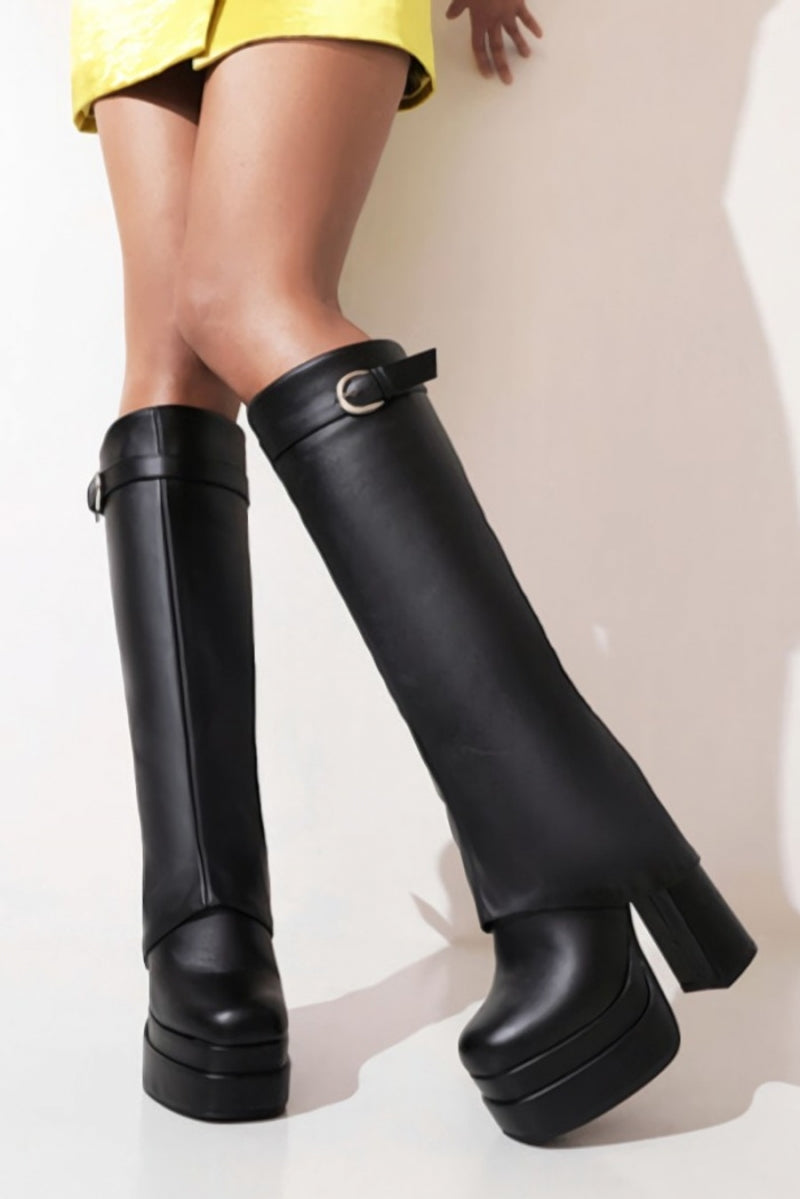 Shark Heel Boots (Black)