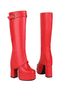 Shark Heel Boots (Red)