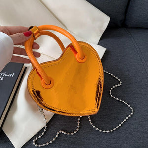 Metallic Orange Heart Purse