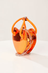 Metallic Orange Heart Purse