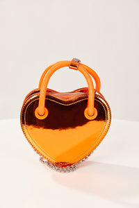 Metallic Orange Heart Purse