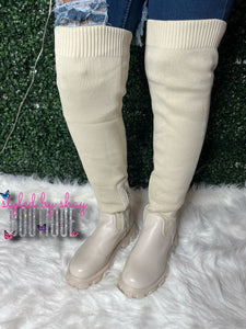 Chelsea Thigh High Boots (Tan)