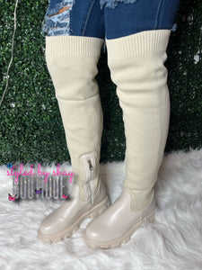 Chelsea Thigh High Boots (Tan)