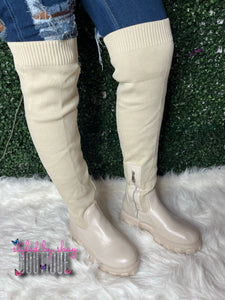 Chelsea Thigh High Boots (Tan)